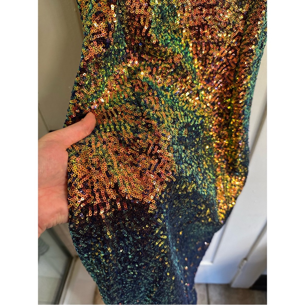Vixen by Micheline Pitt Scarab Glitz Glamour Sequin Wiggle Dress Large L RARE - Picture 6 of 7